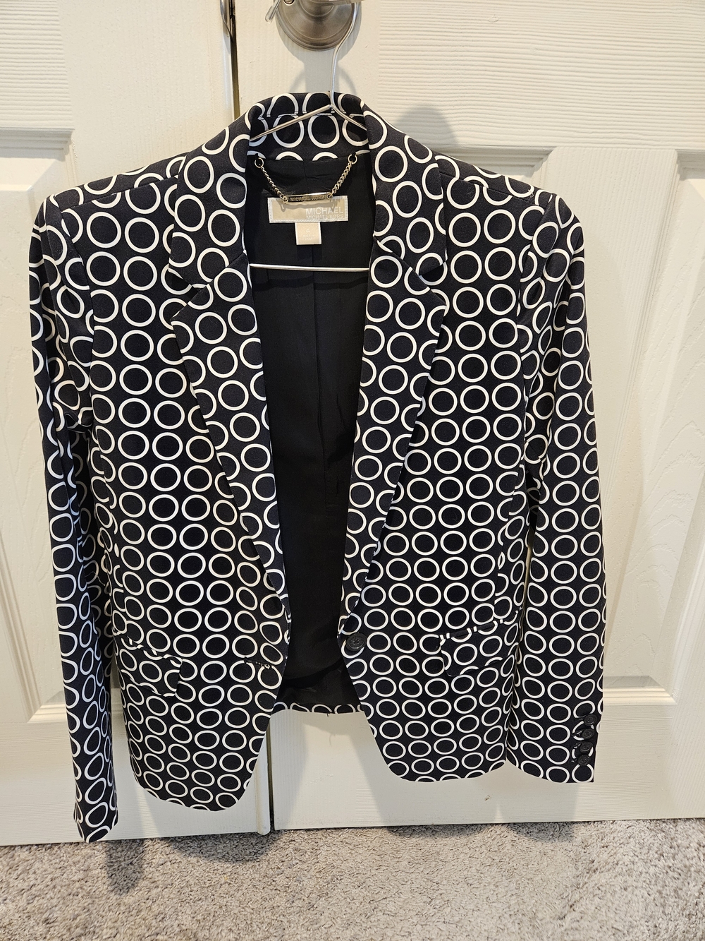 MICHAEL Michael Kors Black and White Circle-Print Blazer